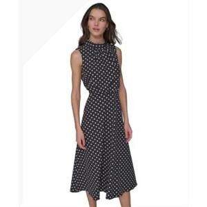 Karl Lagerfeld Paris size 10 black & white polka dot high low midi dress